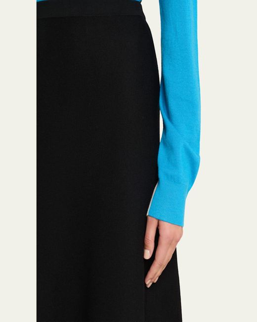 Zankov Black Zander Colorblock Mohair-Blend Midi Skirt