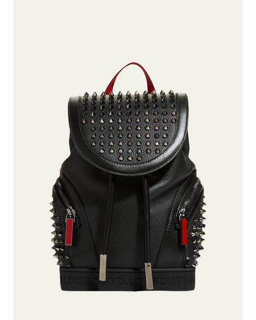 Christian Louboutin Black Explorafunk Spiked Leather Backpack for men