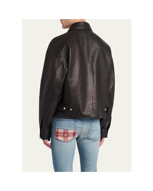 Amiri Black Ma Quad Leather Work Jacket for men