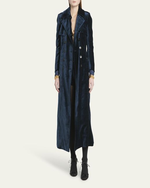 Blue velvet trench coat online