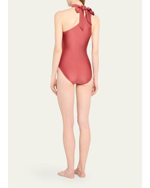 Zimmermann Pink Waverly One-shoulder One-piece Swimsuit