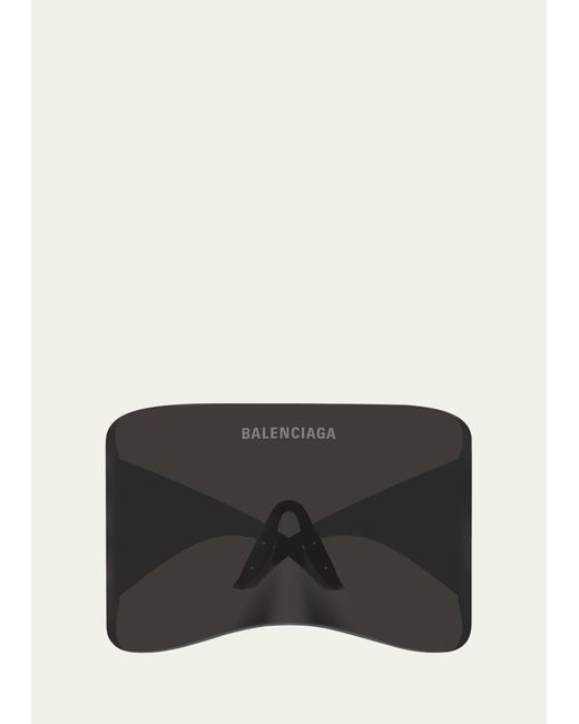 Balenciaga Black Oversized Nylon Shield Sunglasses for men