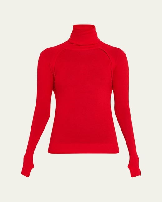 Victoria Beckham Red Turtleneck Raglan Long-Sleeve Sweater