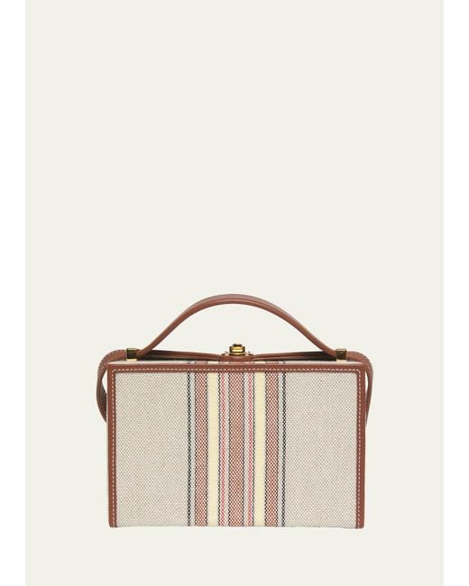 Loro Piana Natural Mini Striped Canvas Shoulder Bag