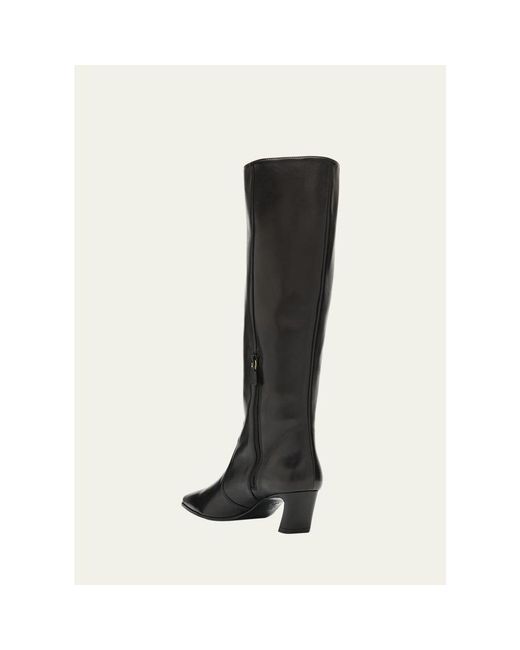 Stuart Weitzman Black Stassi Leather Knee-High Boots
