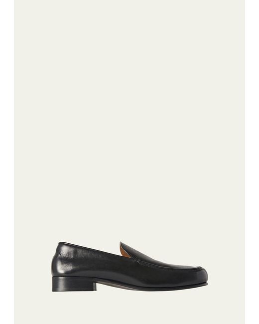 The Row Flynn Leather Slipon Loafers in White Lyst