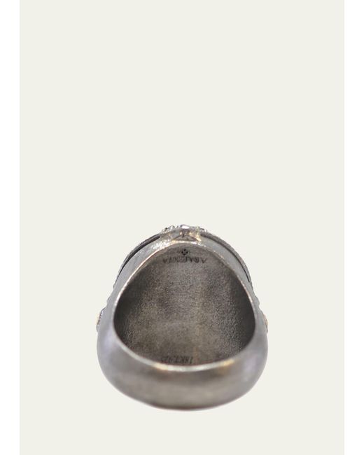 Armenta Metallic Oval Chalcedony Statement Ring With Diamonds