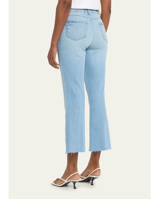 L'Agence Blue Kendra High Rise Crop Flare Jeans
