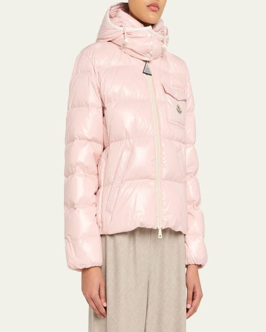 Moncler Pink Andro Hooded Short Down Jacket