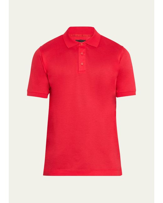 Kiton Red Cotton Pique Polo Shirt for men