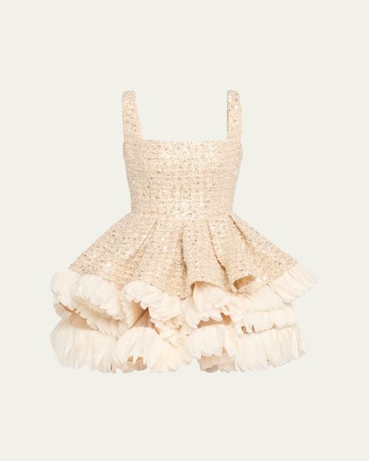 Bronx and Banco Natural Catalina Beaded Fit-&-Flare Ruffle Mini Dress