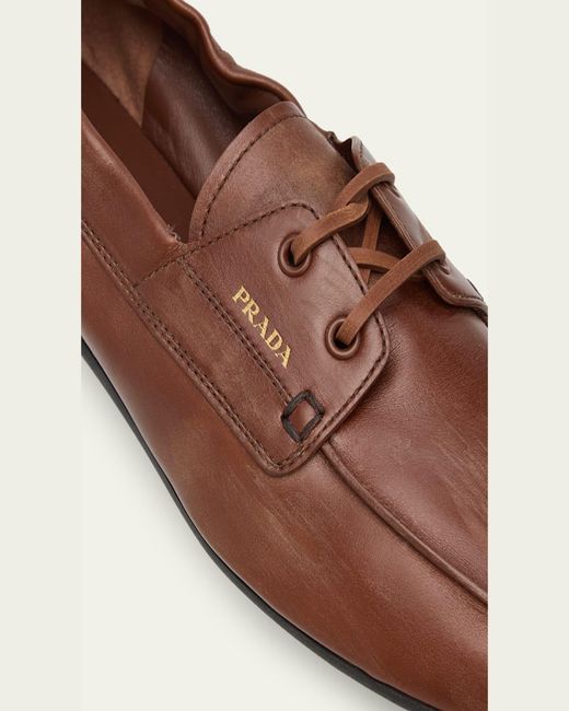 Prada Brown Leather Driver Loafers