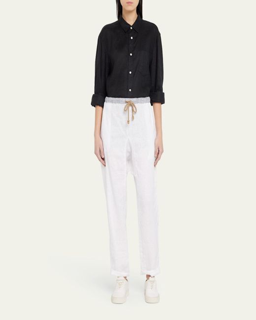 THE SALTING Blue Classic Linen Button-Front Shirt