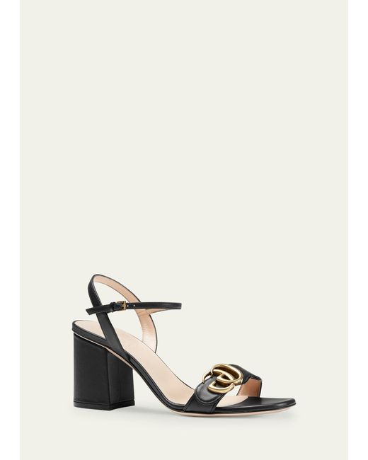 Gucci Natural Marmont Leather GG Block-heel Sandals