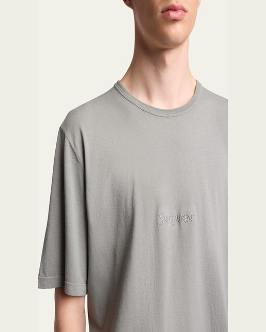 Saint Laurent Gray Basic Logo T-Shirt for men