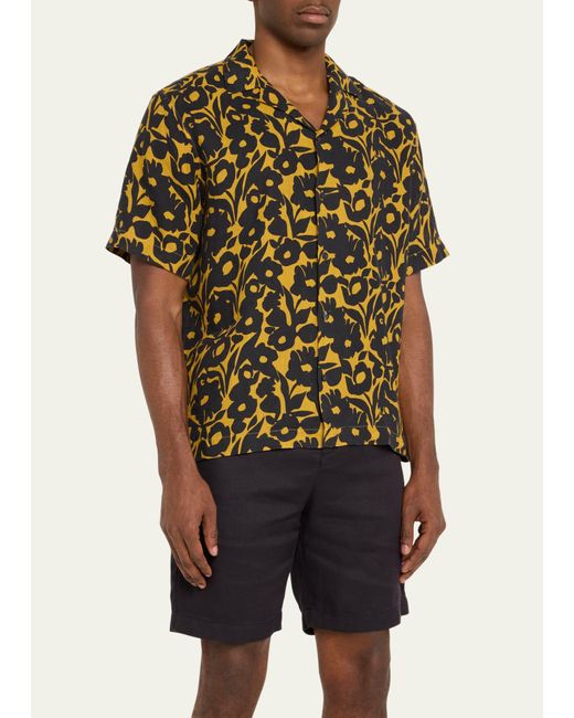 Frescobol Carioca Multicolor Roberto Perennial-print Linen Short-sleeve Shirt for men