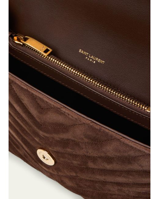 Saint Laurent College Medium Ysl Suede Top Handle Bag in Brown Lyst