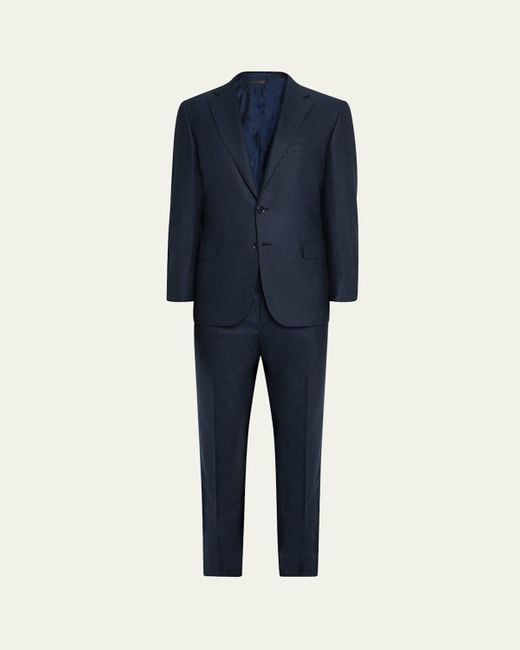Brioni Blue Herringbone Wool Classic Fit Two-Piece Suit for men