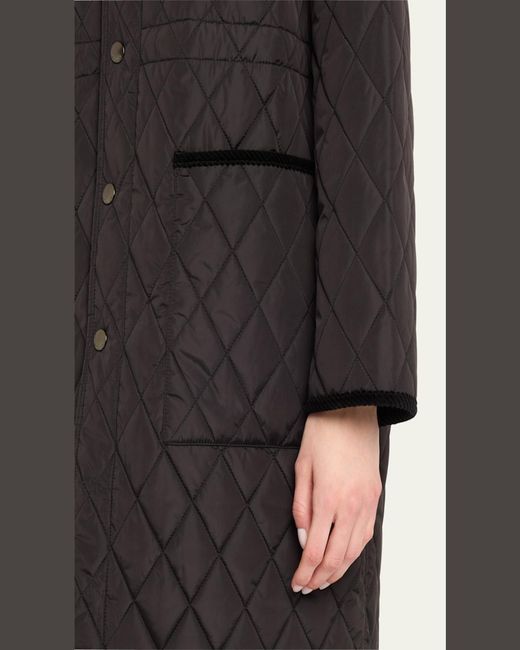 Burberry Black Corduroy-Collar Quilted Long Jacket