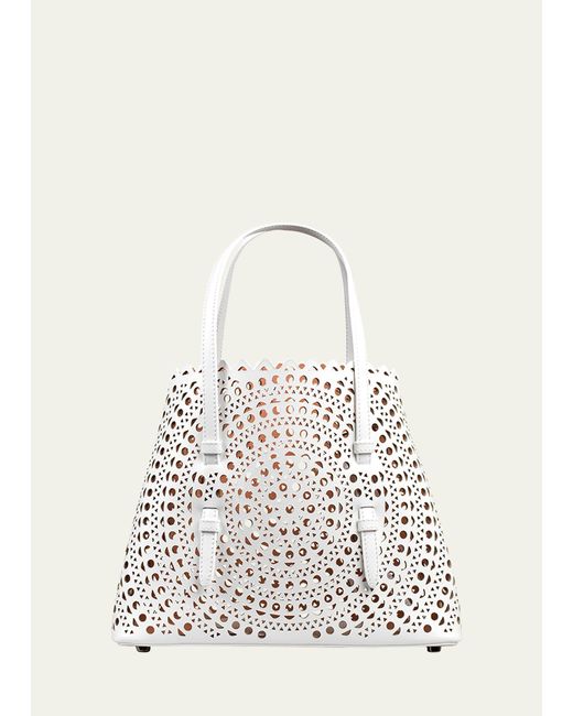 Alaïa Natural Mina 20 Tote Bag In Vienne Perforated Leather