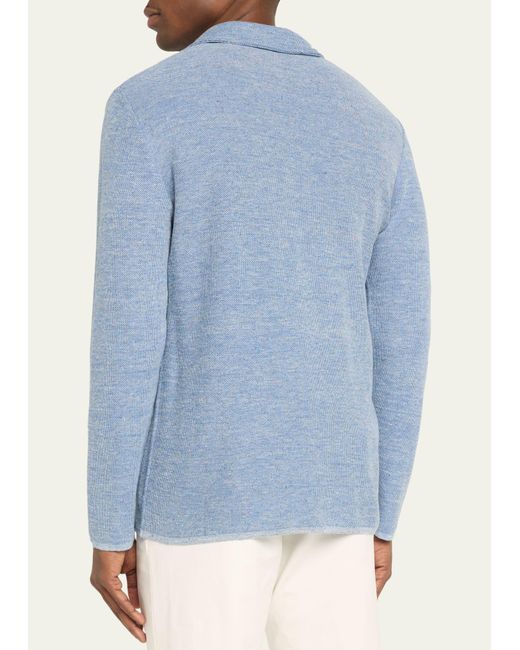 Baldassari Blue Melange Pique Stitch Sweater Jacket for men