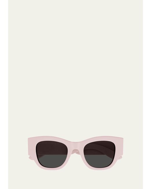 Alexander McQueen Natural Logo Acetate Square Sunglasses