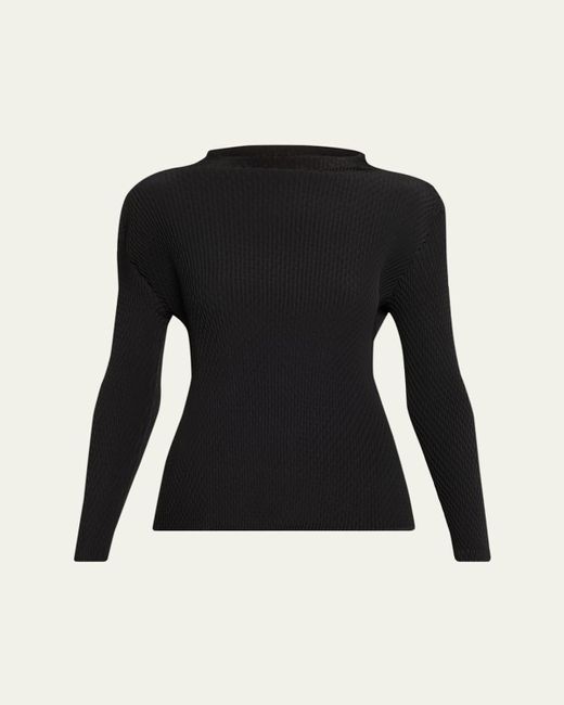 Issey Miyake Black Orbicular Pleated Long-Sleeve Top