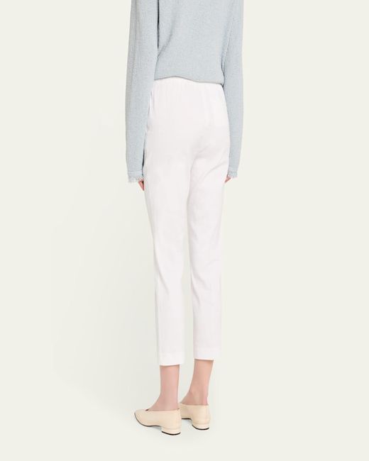 Theory White Treeca Cropped Slim Pull-On Pants