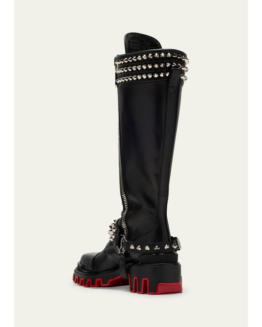 Christian Louboutin Black Leather Studded Ankle Boots with Red Sole Christian Louboutin Spiked Ankle Boots Black/Gold Size 6.5  main image 2