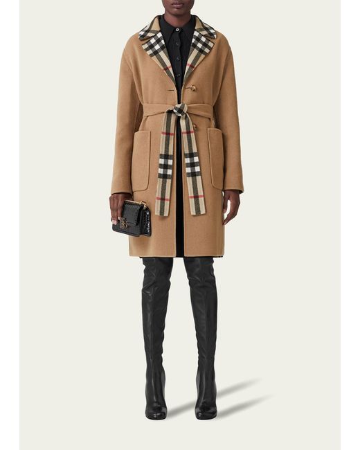 Burberry Natural Reversible Check Double Face Wool Coat