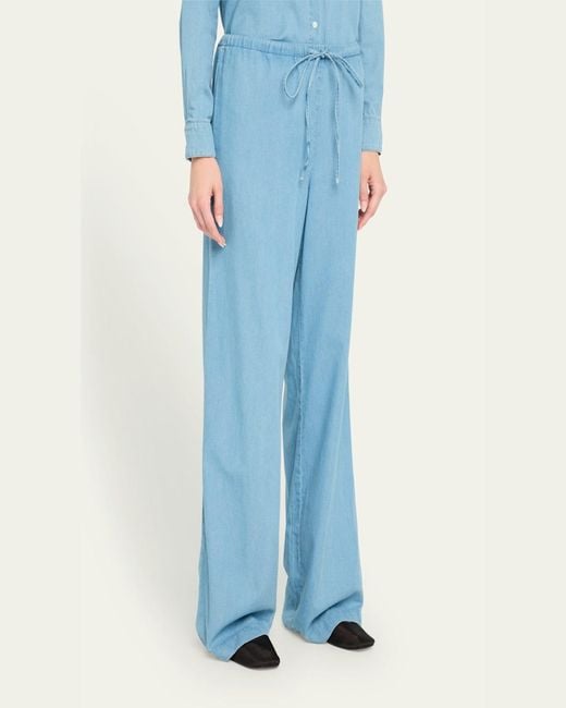 SPRWMN Blue Kauai Chambray Drawstring Pants