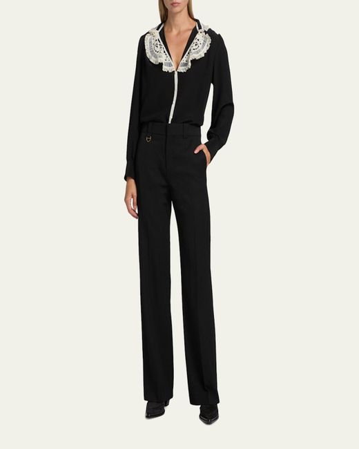Chloé Black Tailored Stretch Wool Trousers