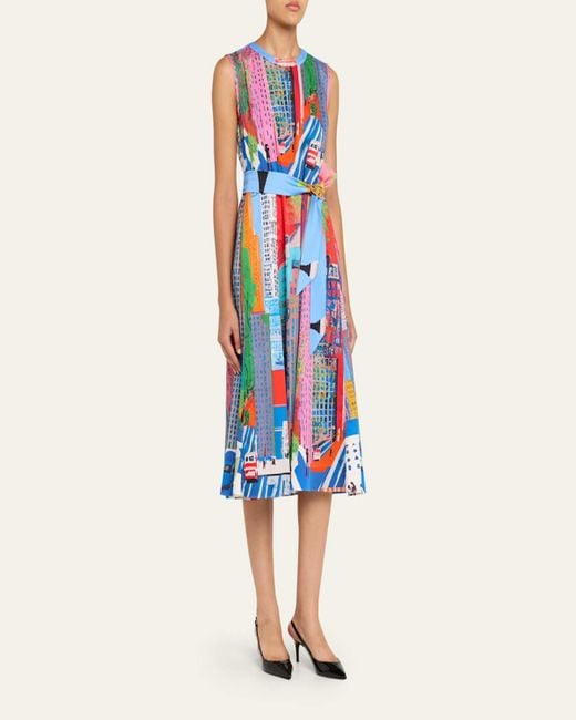 Libertine White Nyc Lady Printed Sleeveless Midi Dress