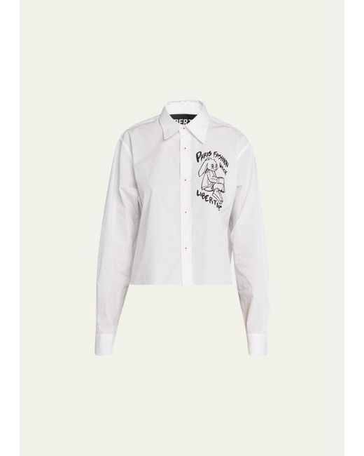Libertine Natural Paris Fashion Week Cropped Classic Button-front Shirt