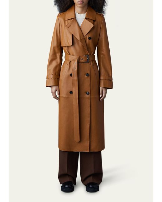 Mackage Orange Gael (r) Leather Belted Trench Coat