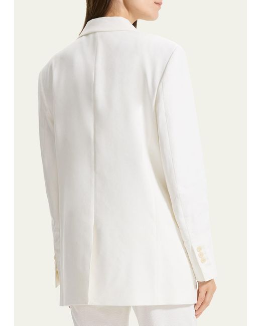 Theory Natural Oversized Stretch Linen Single-breasted Blazer