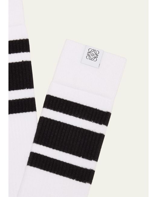 Loewe White Stripe Crew Socks for men