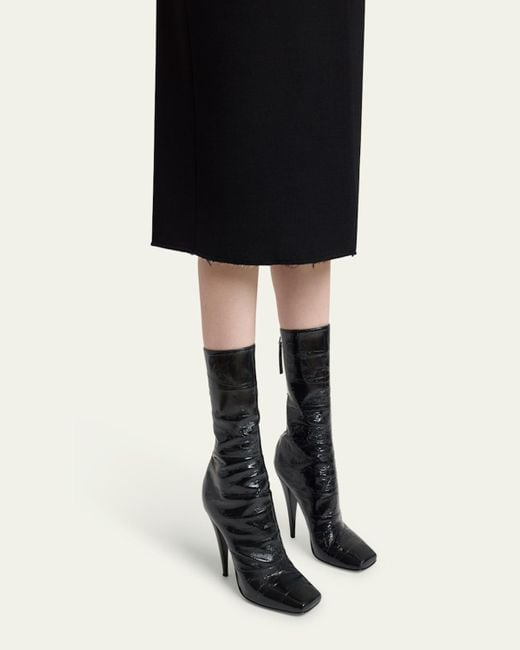 Givenchy Black Crinkle Leather Ankle Boots