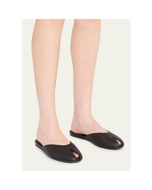 Jude Natural Date Leather Peep-Toe Flats