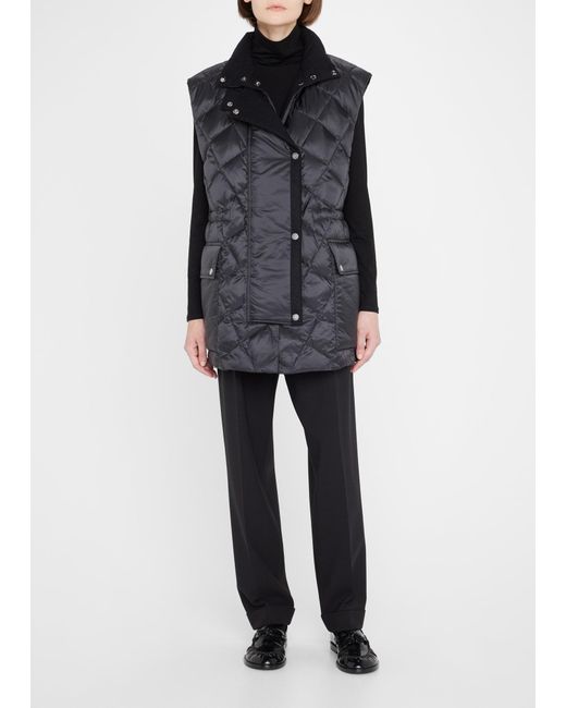 Lafayette 148 New York Reversible Quilted Flannel Vest in Black | Lyst