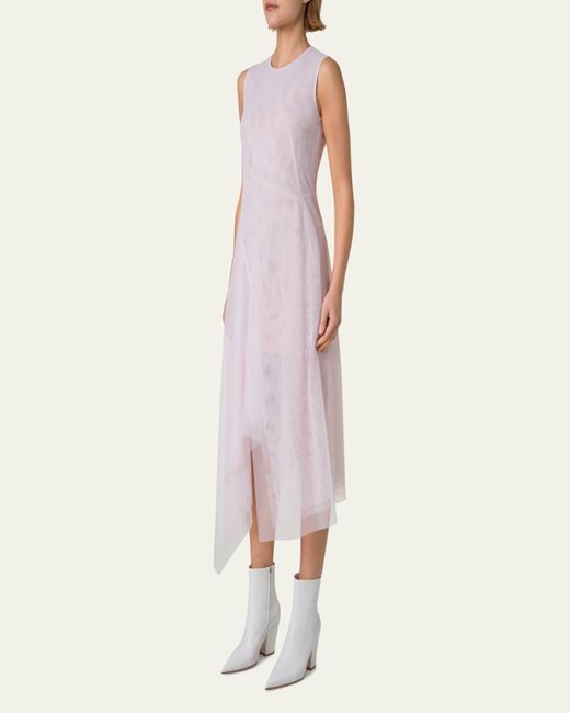 Akris Pink Double Layer Techno Tulle Midi Dress