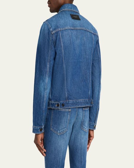 Givenchy Blue Denim Jacket With Leather Label for men