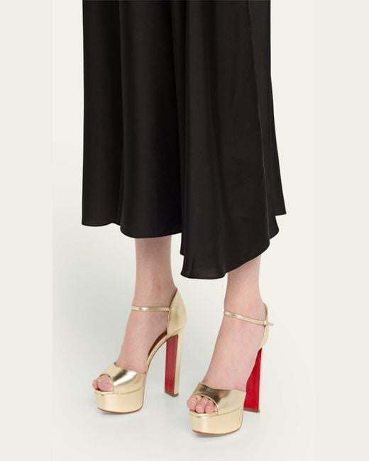 Christian Louboutin Natural 130Mm Sandaloo Metallic Platform Sandals