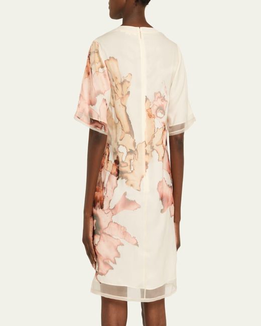 Jason Wu Natural Abstract-Print Silk Organza Mini Shift Dress
