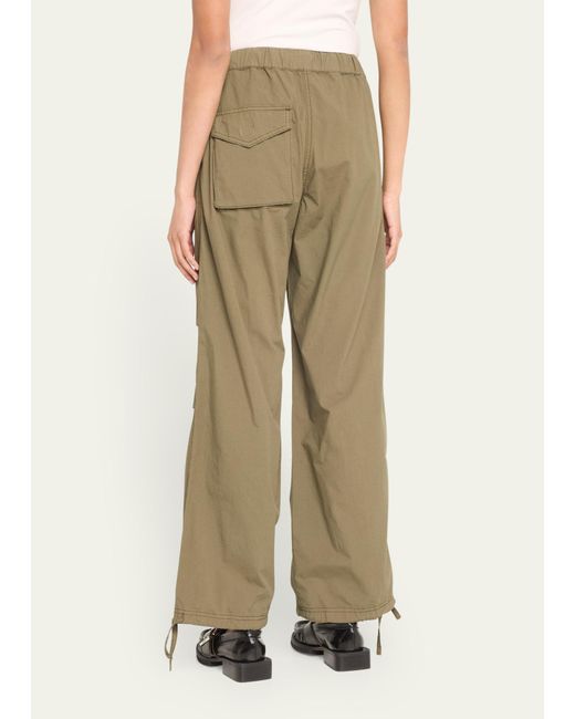 Ganni Washed Cotton Canvas Drawstring Pants in Natural