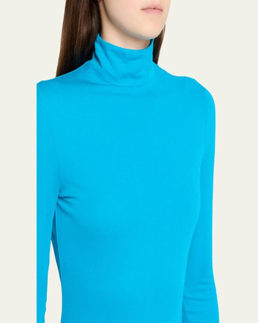 Alaïa Blue Heart Cutout Turtleneck Long-Sleeve Maxi Dress