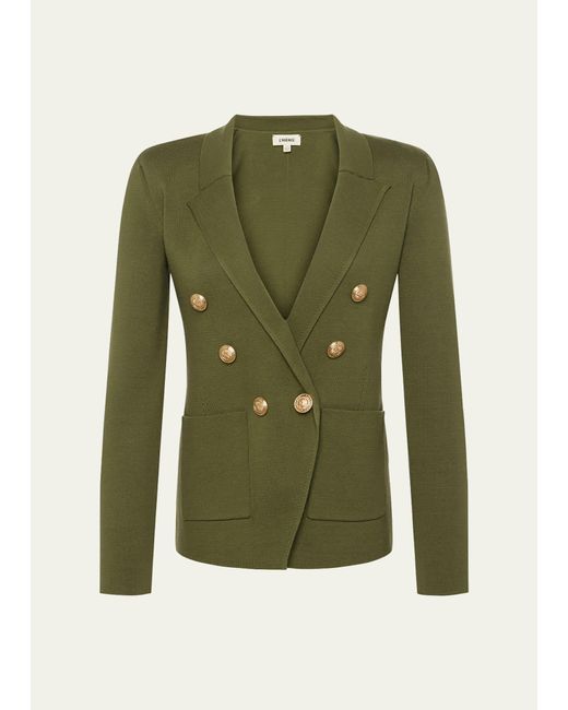 L'Agence Green Kenzie Knit Double-breasted Blazer