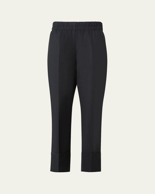 Akris Punto Blue Farell Elastic Waistband Cropped Poplin Pants