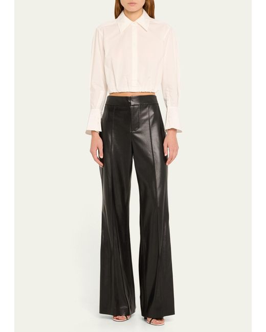 Alice + Olivia Black Dylan High-waist Faux-leather Pants