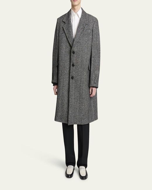 Givenchy Gray Donegal Herringbone Coat for men